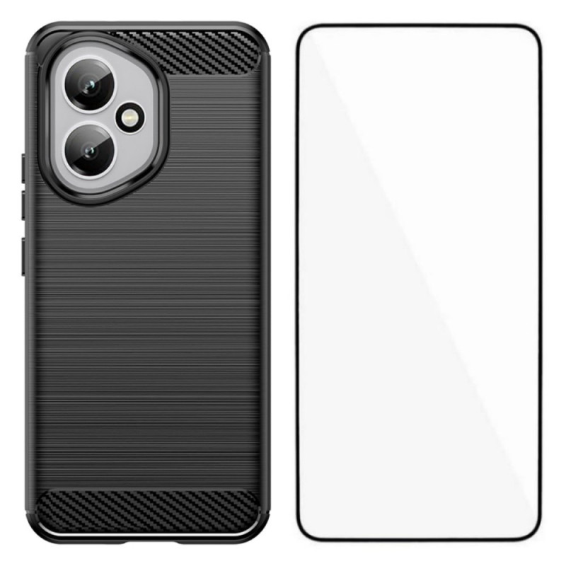 Honor 400 Brushed Carbon Fibre Case with Screen Protector