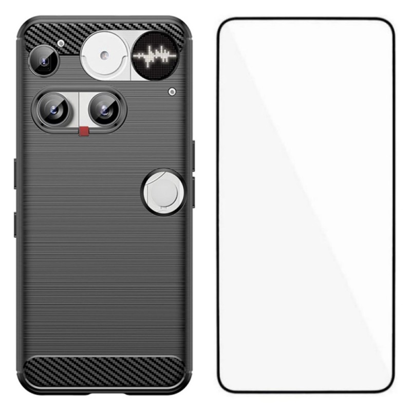 Nothing Phone Case (3) Brushed Carbon Fibre with Screen Protector