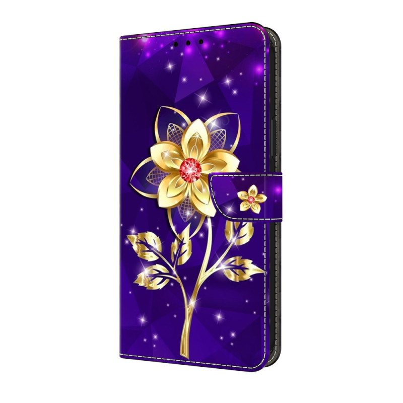 Samsung Galaxy S25 FE Case Gold Flowers on Purple Background