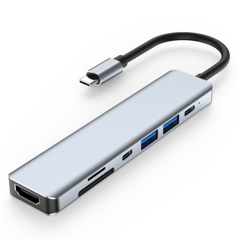 7-in-1 USB-C docking station: portable multi-port hub