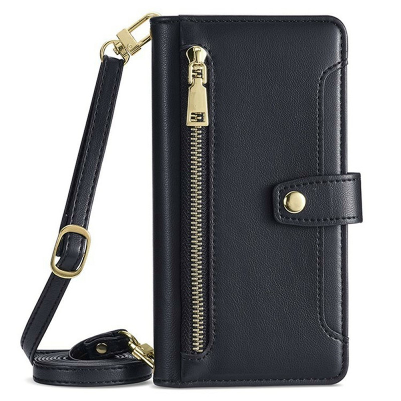 Xiaomi 14T Zippered Wallet Case with Lanyard and Shoulder Strap