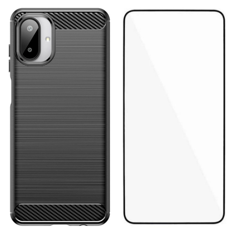 Samsung Galaxy A07 Brushed Carbon Fibre Case with Screen Protector