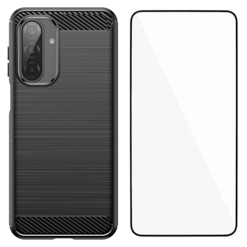 Samsung Galaxy A17 5G Brushed Carbon Fibre Case with Protective Screen Film