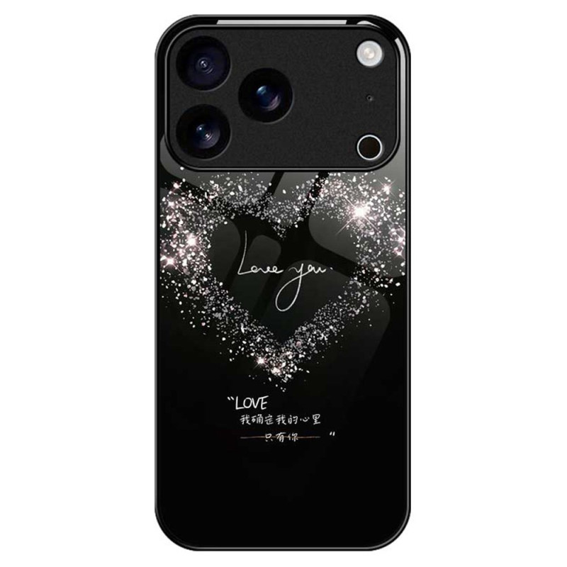 iPhone 17 Pro Max Hard Cover Glass Heart Black