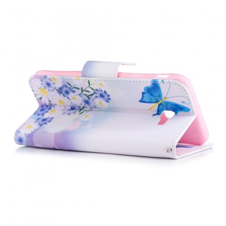 Samsung Galaxy J4 Plus Case Painted Butterflies and Flowers
