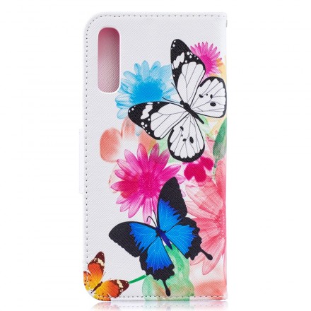 Samsung Galaxy A50 Case Painted Butterflies and Flowers