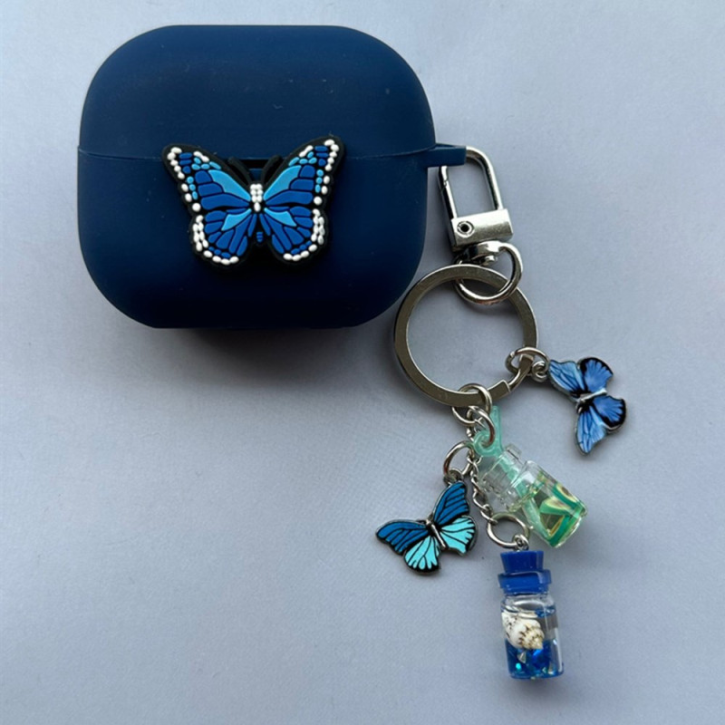 Samsung Galaxy Buds3 Pro / Buds3 Blue Butterfly Case with Pendant