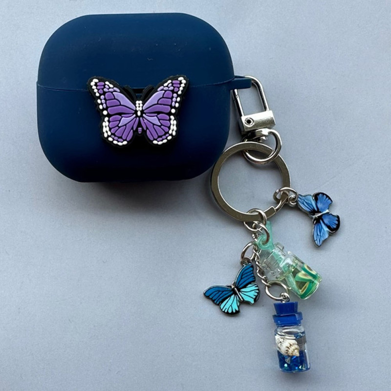 Sammsung Galaxy Buds3 Pro / Buds3 Purple Butterfly Case with Pendant
