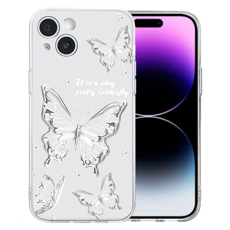 Phone 15 Silver Butterfly Case
