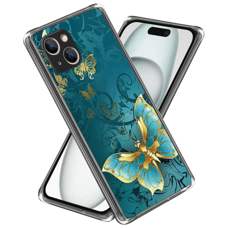 iPhone 15 Gold Butterfly Case