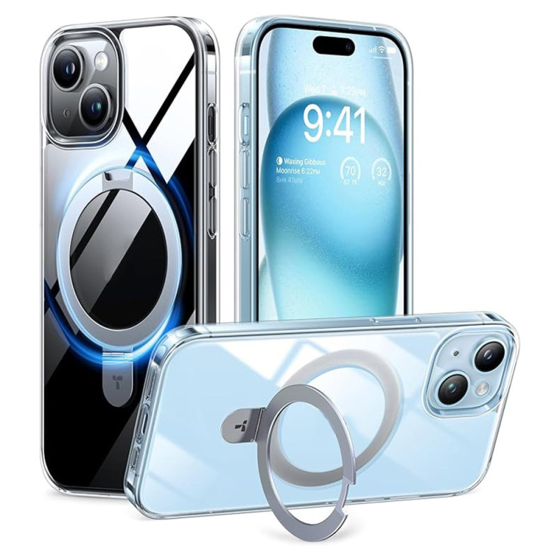 iPhone 15 Plus Transparent Case with Premium Design Stand