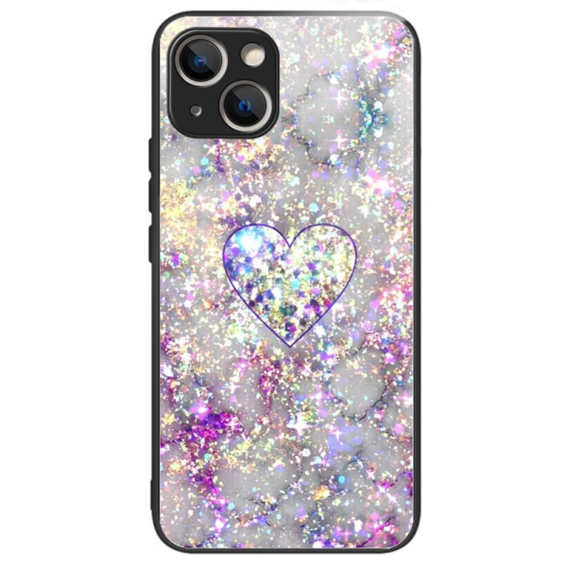 Phone 15 Plus Toughened Glass Glossy Heart Case