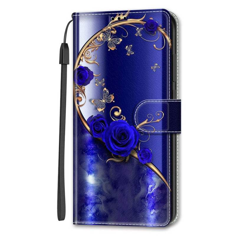 Pink Blue iPhone 14 Case with Golden Butterflies