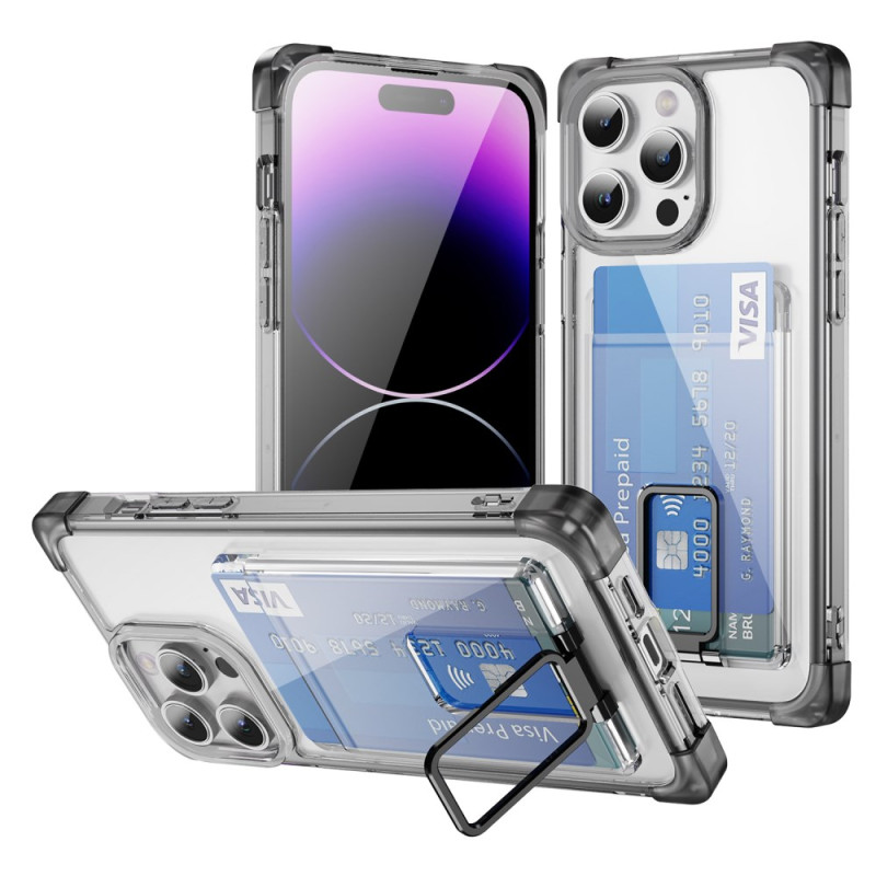 Transparent iPhone 14 Pro Case with Stand and Card Holder