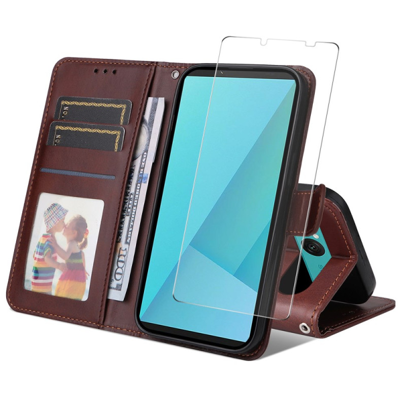 Sony Xperia 10 VII Leather-effect Case with Screen Protector