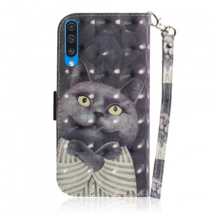 Samsung Galaxy A50 Grey Cat Strap Case