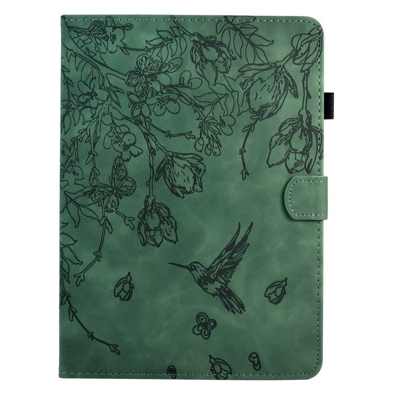 Samsung Galaxy Tab S11 Cover Suede Effect Vegetal Pattern