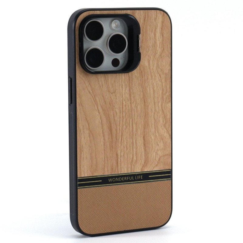 Wood Effect iPhone 14 Pro Max Case with Integrated Stand