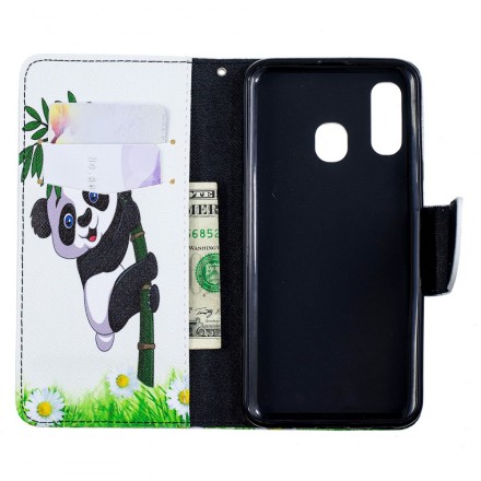 Case Samsung Galaxy A40 Panda On Bamboo