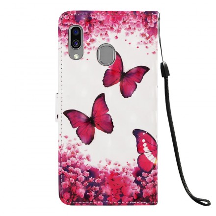 Case Samsung Galaxy A40 Red Butterflies