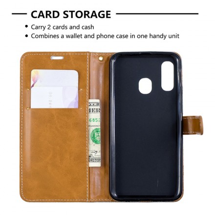 Samsung Galaxy A40 Fabric and Leather Effect Case with Strap Samsung Galaxy A40 Fabric and Leather Effect Case with Strap