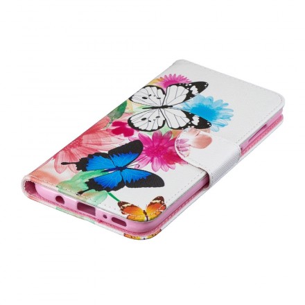 Samsung Galaxy A70 Case Painted Butterflies and Flowers