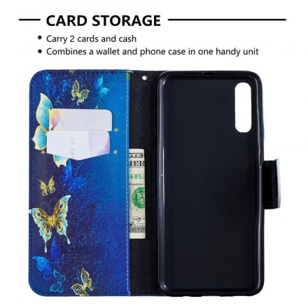 Samsung Galaxy A70 Gold Butterfly Case