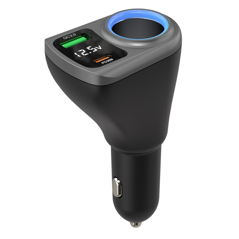 3-in-1 Cigar Lighter Charger with Digital Display