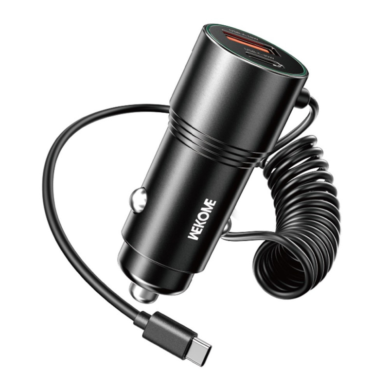 66W Dual Port Car Charger with Spring Cable WEKOME