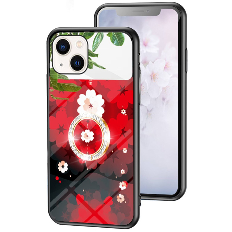 iPhone 13 Mini Mirror Case Floral Pattern with Support Ring