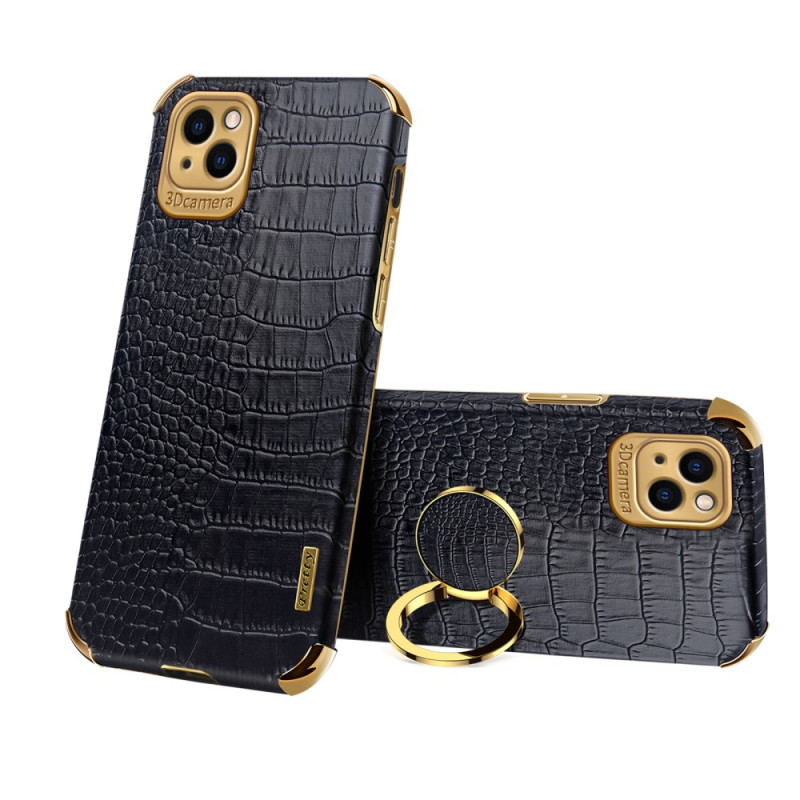 Case iPhone 13 Mini Support Ring and Crocodile Texture
