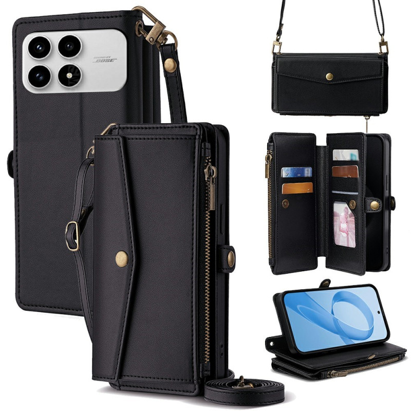Xiaomi Poco F8 Pro Wallet Case with Strap and Shoulder Strap