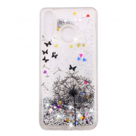 Case Huawei P30 Lite Transparent Pissenlit Noir Glitters