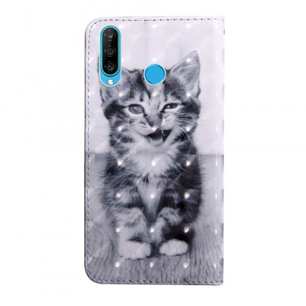 Huawei P30 Lite Black and White Cat Case