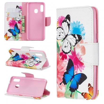Samsung Galaxy A20e Case Painted Butterflies and Flowers