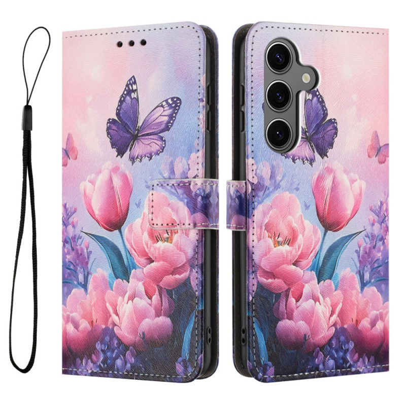 Housse Samsung Galaxy S26 Papillon et Fleurs Roses