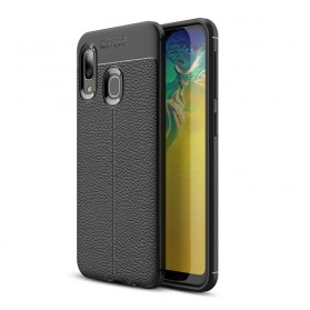 Case Samsung Galaxy A20e Leather Effect Lychee Double Line