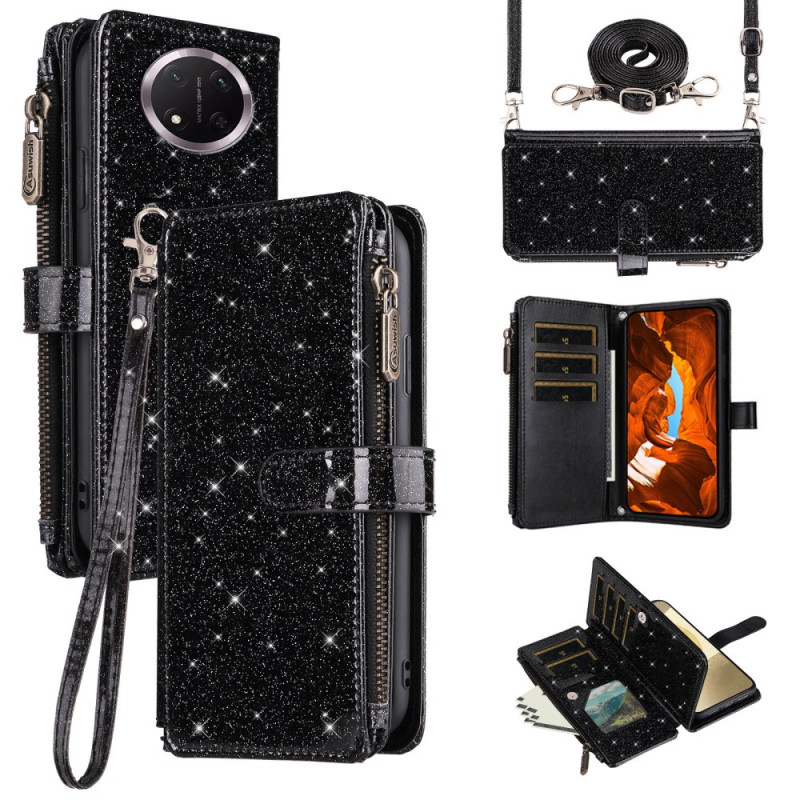 Honor Magic 7 Lite / X9c Glitter Wallet Case with Straps