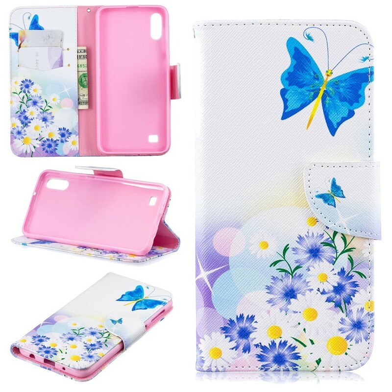 Samsung Galaxy A10 Case Painted Butterflies and Flowers
