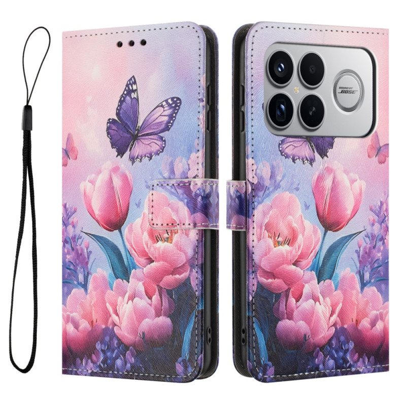 Housse Poco F8 Ultra Tulipes et Papillons