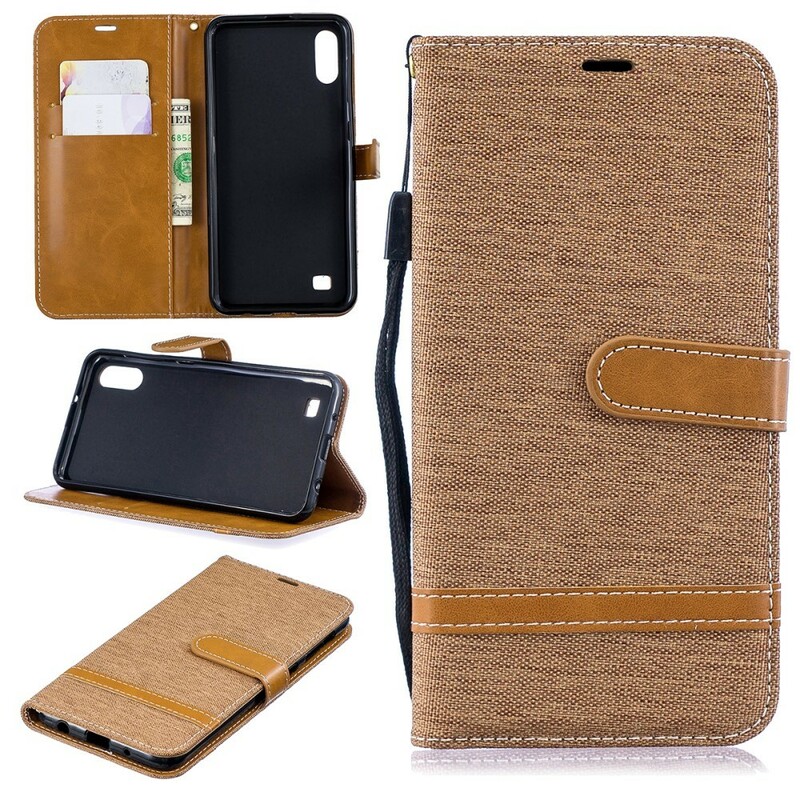 Samsung Galaxy A10 Fabric and Leather Effect Case with Strap