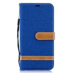 Samsung Galaxy A10 Fabric and Leather Effect Case with Strap