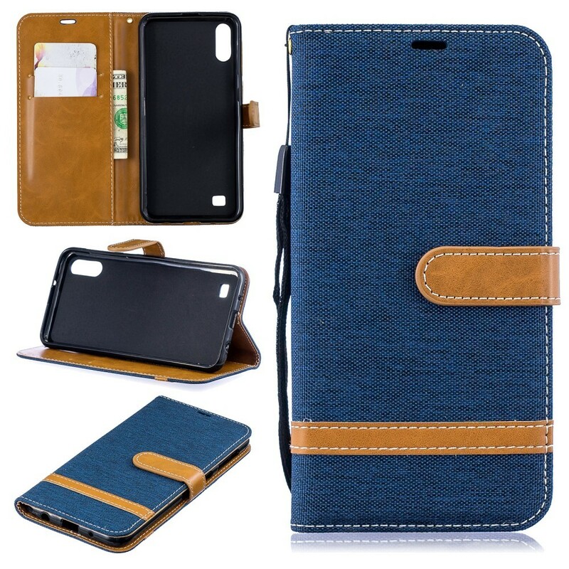 Samsung Galaxy A10 Fabric and Leather Effect Case with Strap