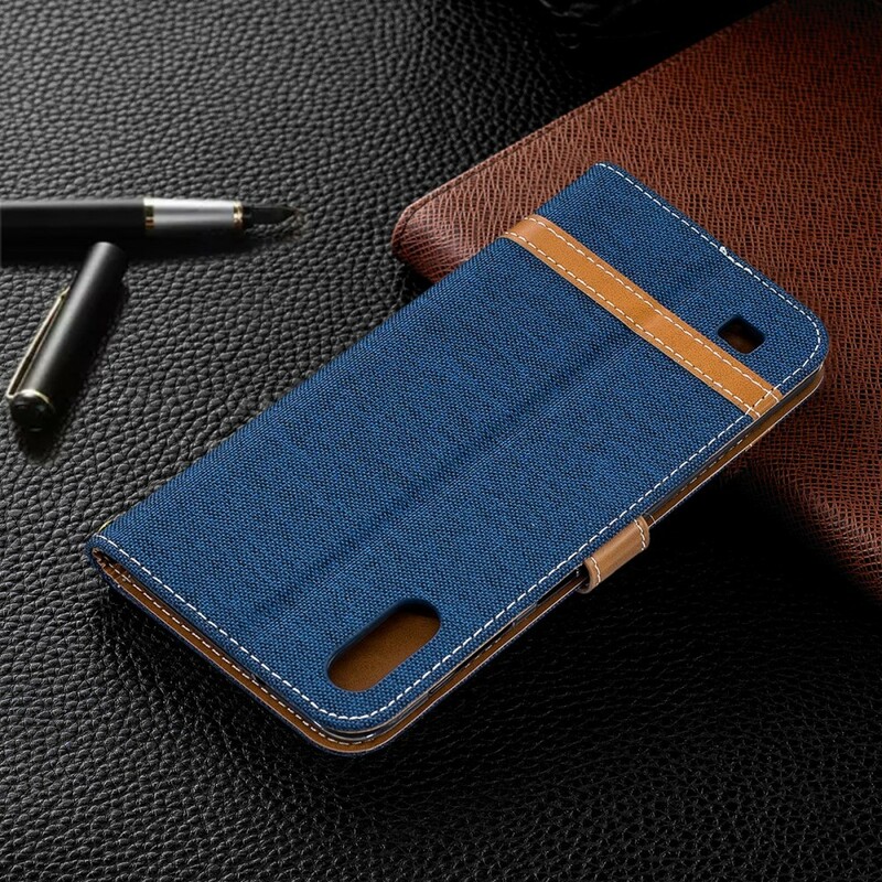 Samsung Galaxy A10 Fabric and Leather Effect Case with Strap