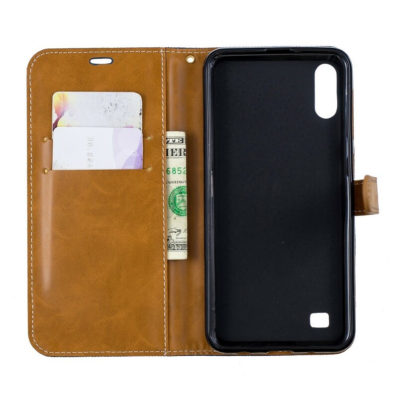 Samsung Galaxy A10 Fabric and Leather Effect Case with Strap