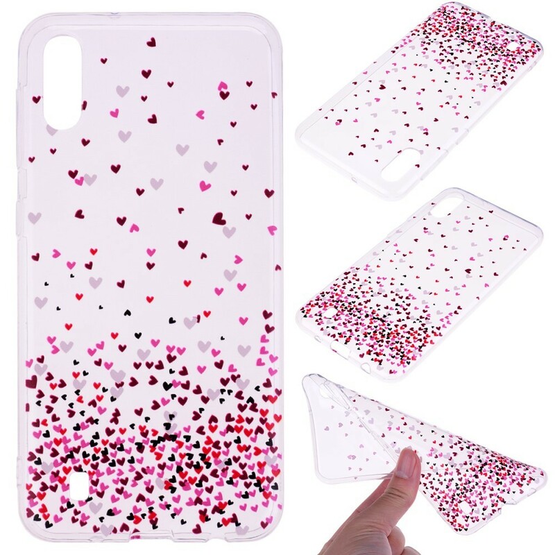 Samsung Galaxy A10 Clear Case Multiple Red Hearts