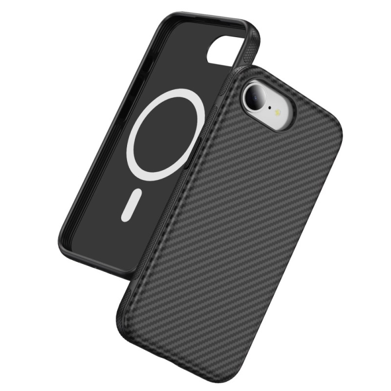 Coque iPhone 17e / 16e Compatible MagSafe Texture Fibre de Carbone