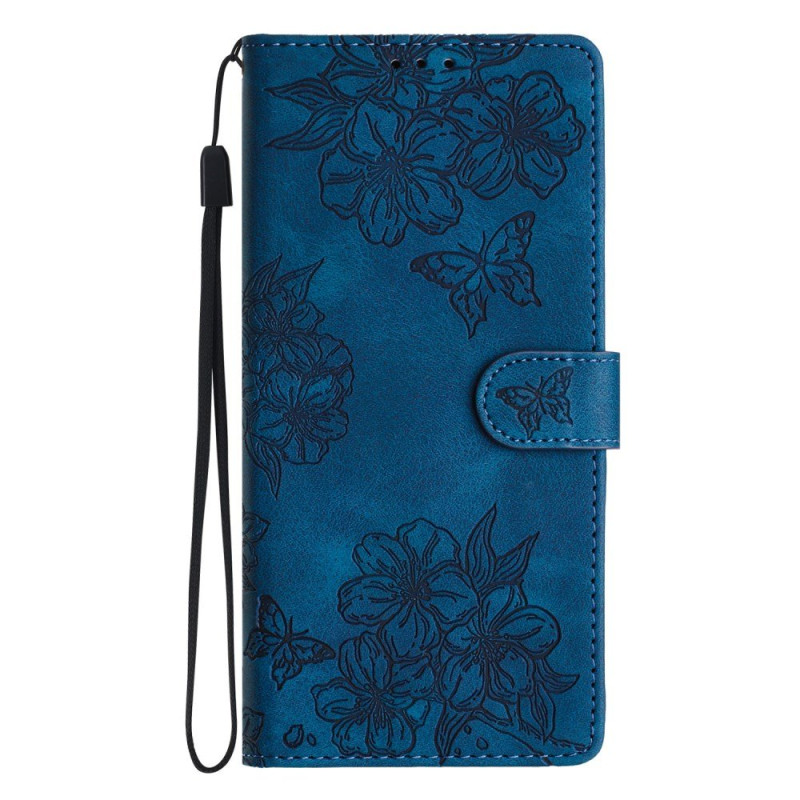 Honor 600 Lite Suede-effect Case Butterflies and Flowers