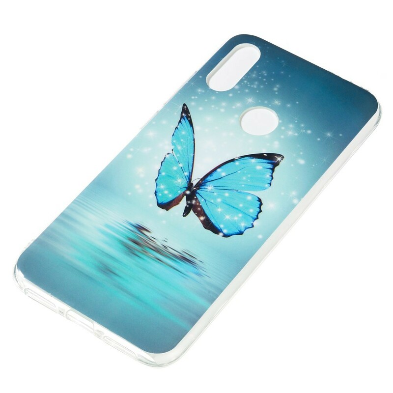 Case Xiaomi Redmi Note 7 Papillon Bleu Fluorescent