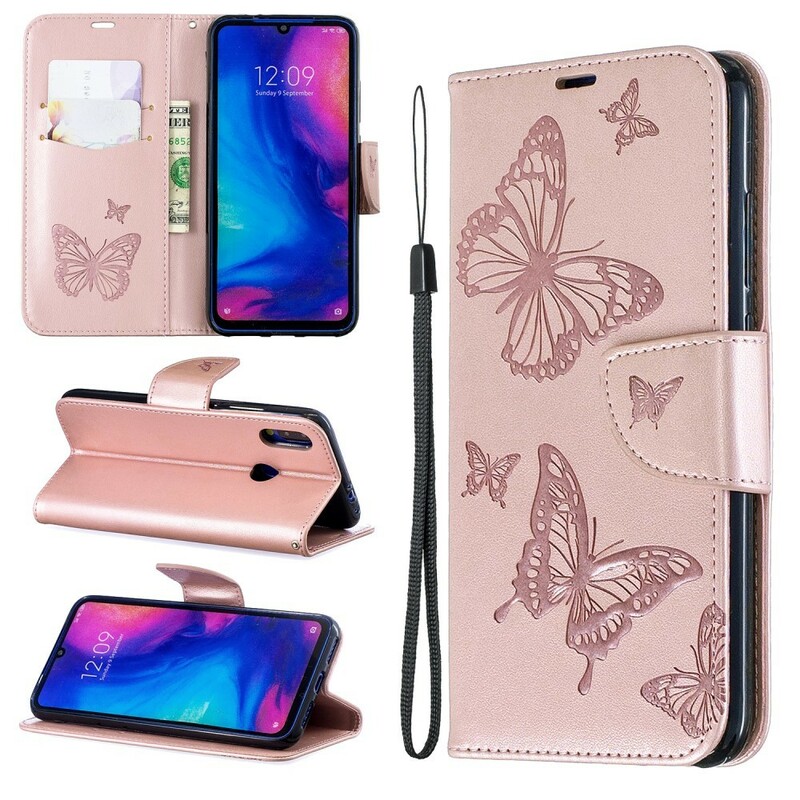 Xiaomi Redmi Note 7 Butterfly Printed Lanyard Case